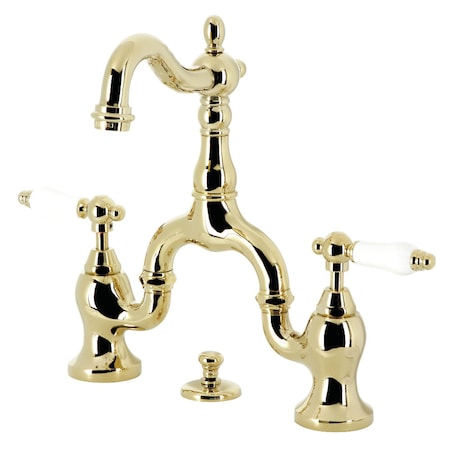 Kingston Brass Bridge Bathroom Faucet with Brass Pop-Up, Polished Brass KS7972PL